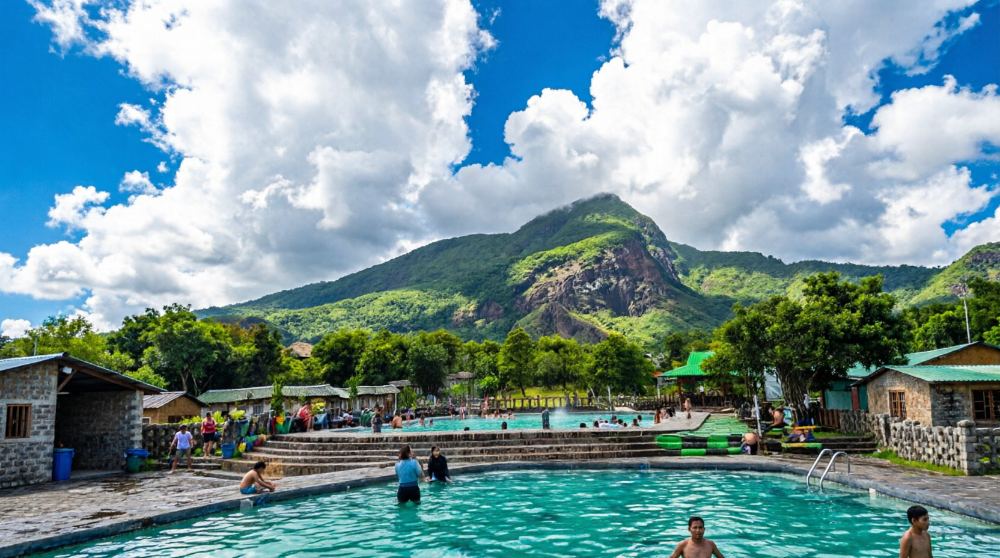 Berendam air hangat Tepas Papandayan